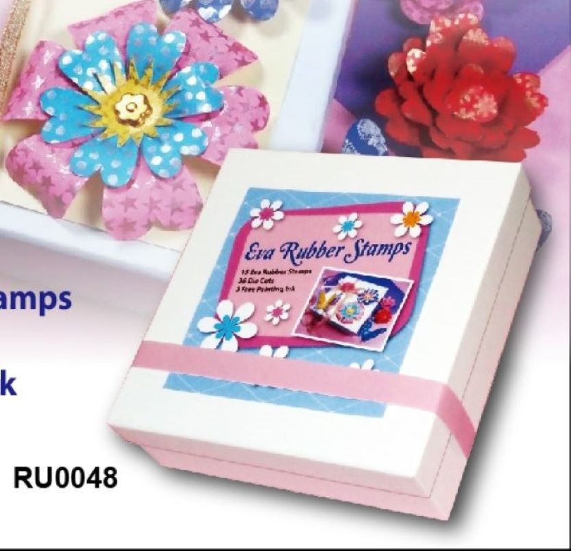 RU0048DIY禮物盒橡皮印章組 造型紙卡＋印章＋印台組